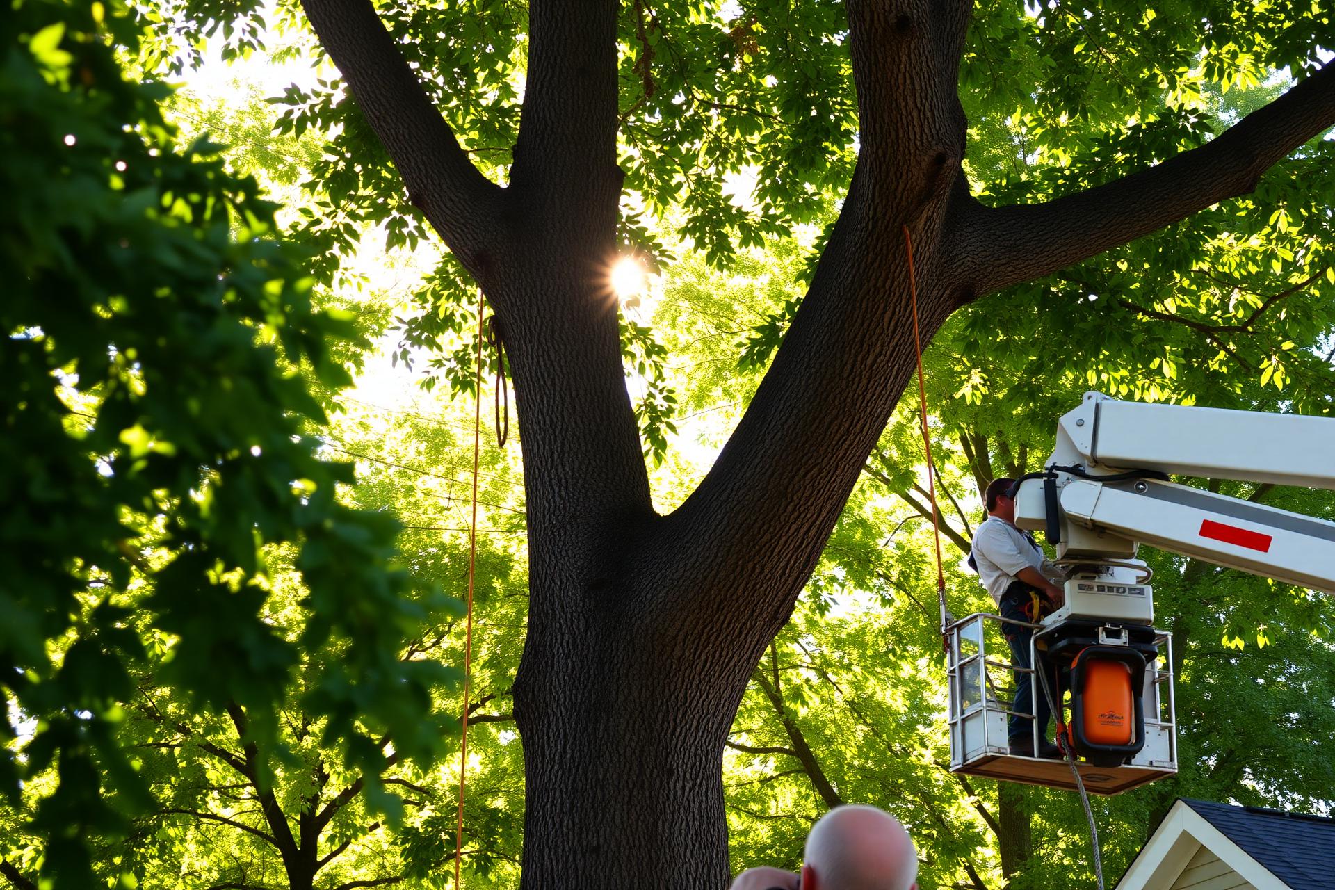 Certified arborists from Ontario Tree Removal safely removing a mature tree in a GTHA neighbourhood